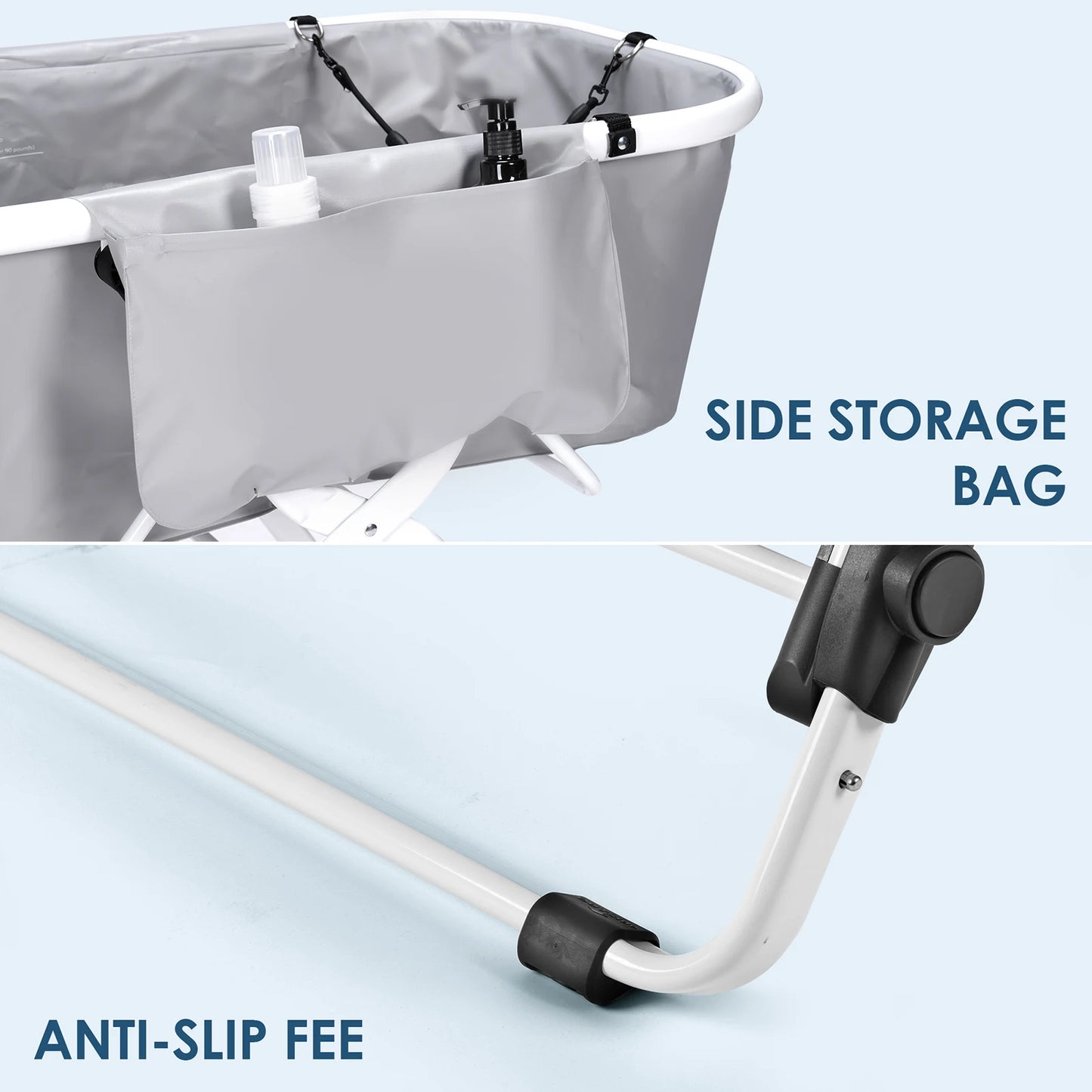 Collapsible Portable Dog Bathtub with Stand, Lightweight & Non-Slip Base