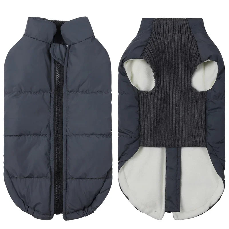 Winter, Warm, Windproof, Dog Cotton Coat Back Zipper