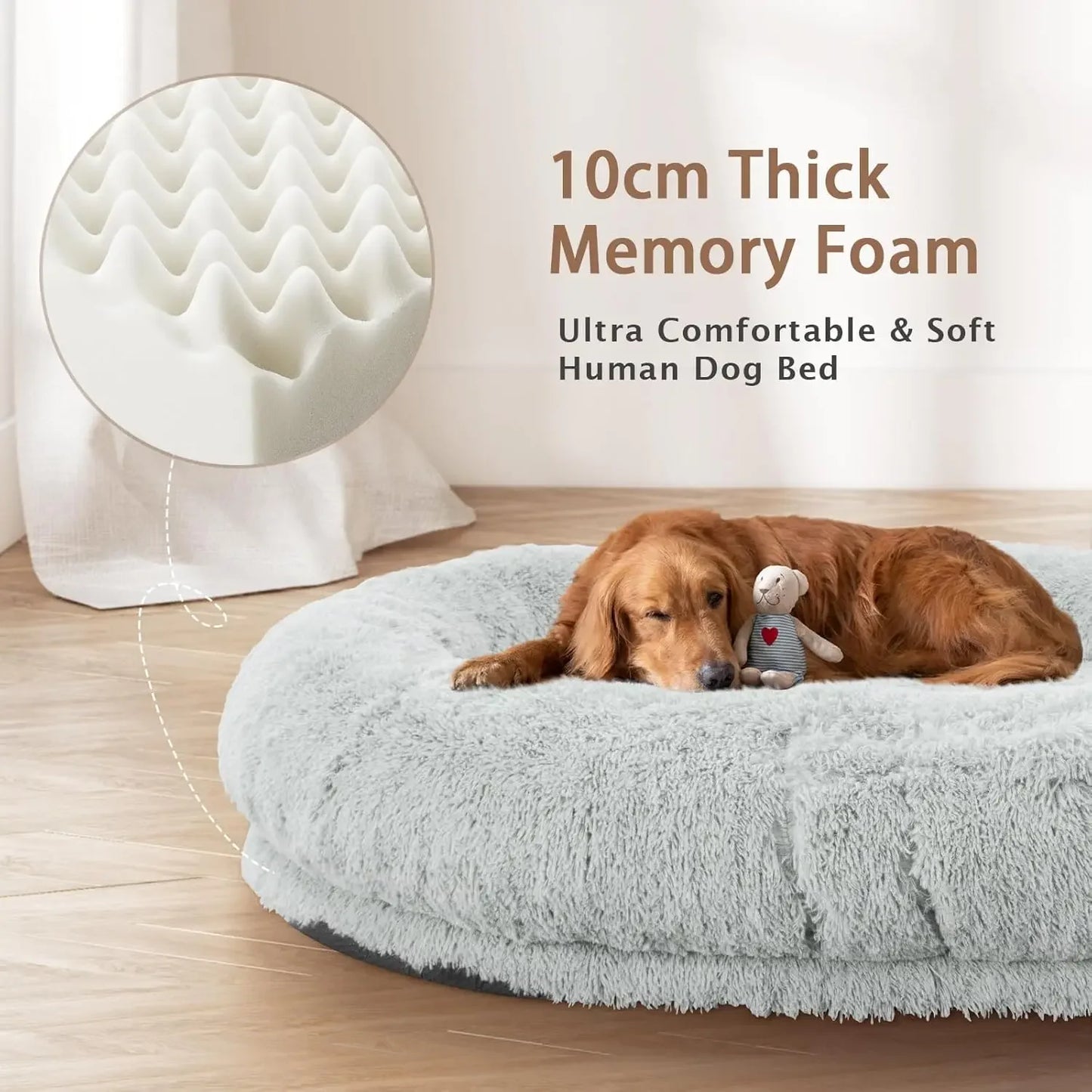 Washable Giant Human with Dog Bed, 10 CM Thick Memory Foam Large Oversize Dog Bed