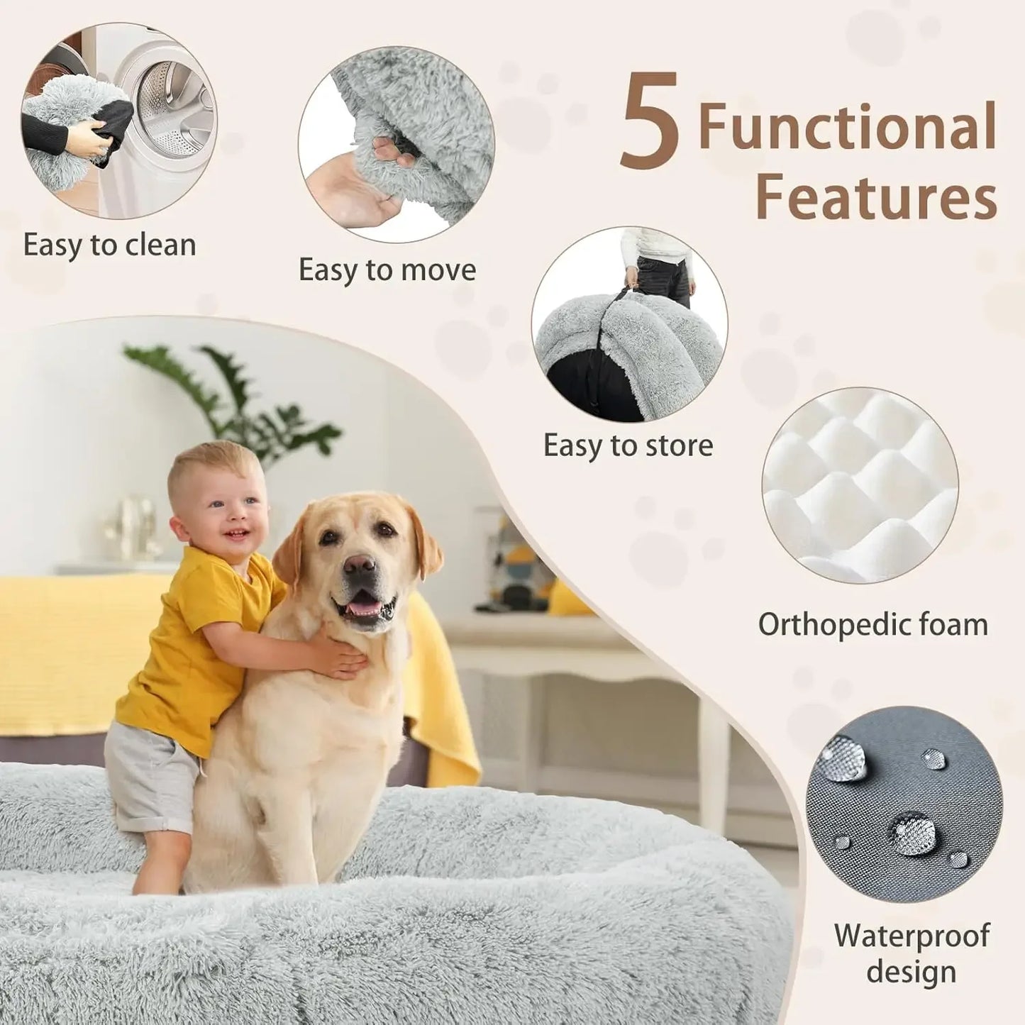 Washable Giant Human with Dog Bed, 10 CM Thick Memory Foam Large Oversize Dog Bed