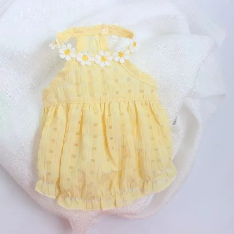 Dogs Dress Yollow Daisy Cute Mascotas