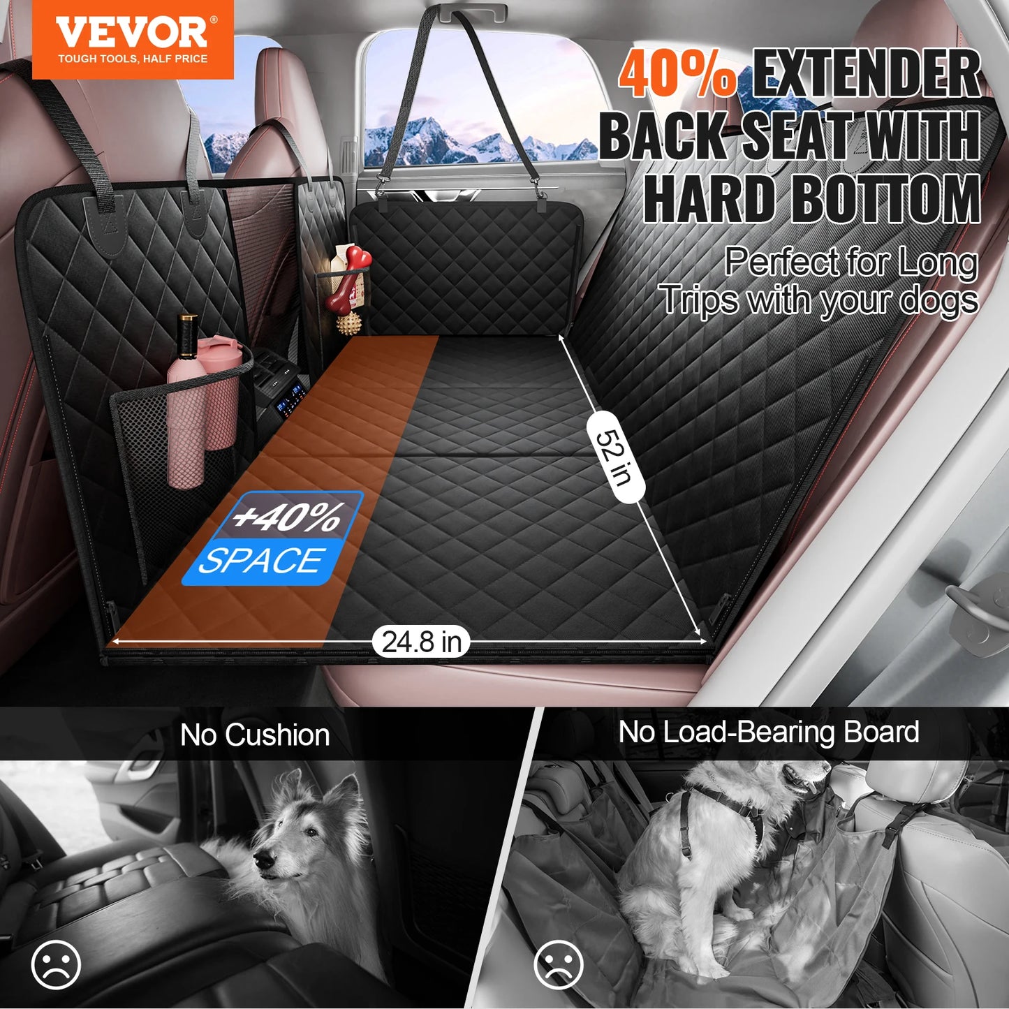 Car Back Seat Extender, Hammock for Dogs with Hard Bottom