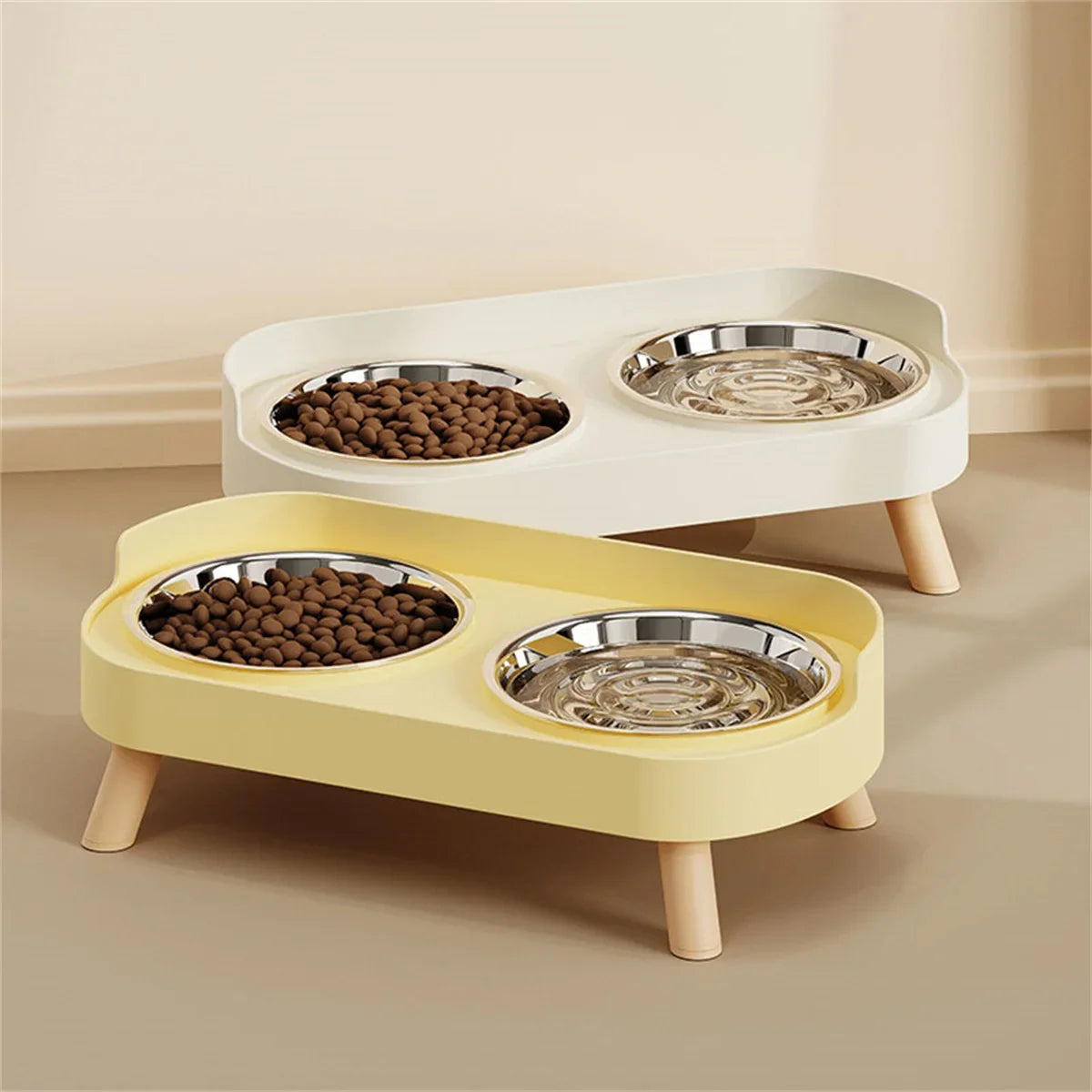 Anti-splash, Anti-knock  Dog Bowl  Stainless Steel Double Bowl