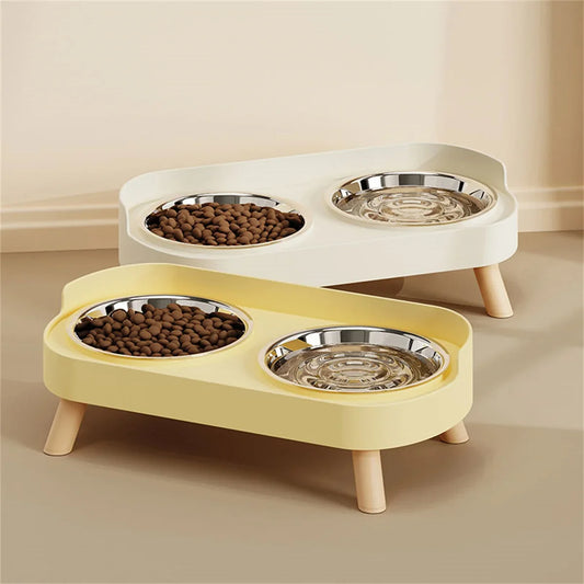 Anti-splash, Anti-knock  Dog Bowl  Stainless Steel Double Bowl
