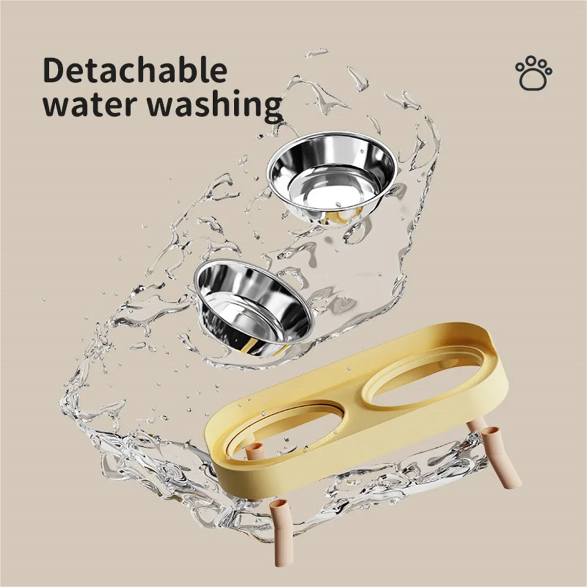 Anti-splash, Anti-knock  Dog Bowl  Stainless Steel Double Bowl