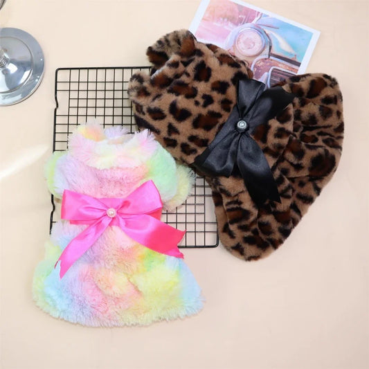 Warm Fleece Plush Fashion Color Dog Skirt
