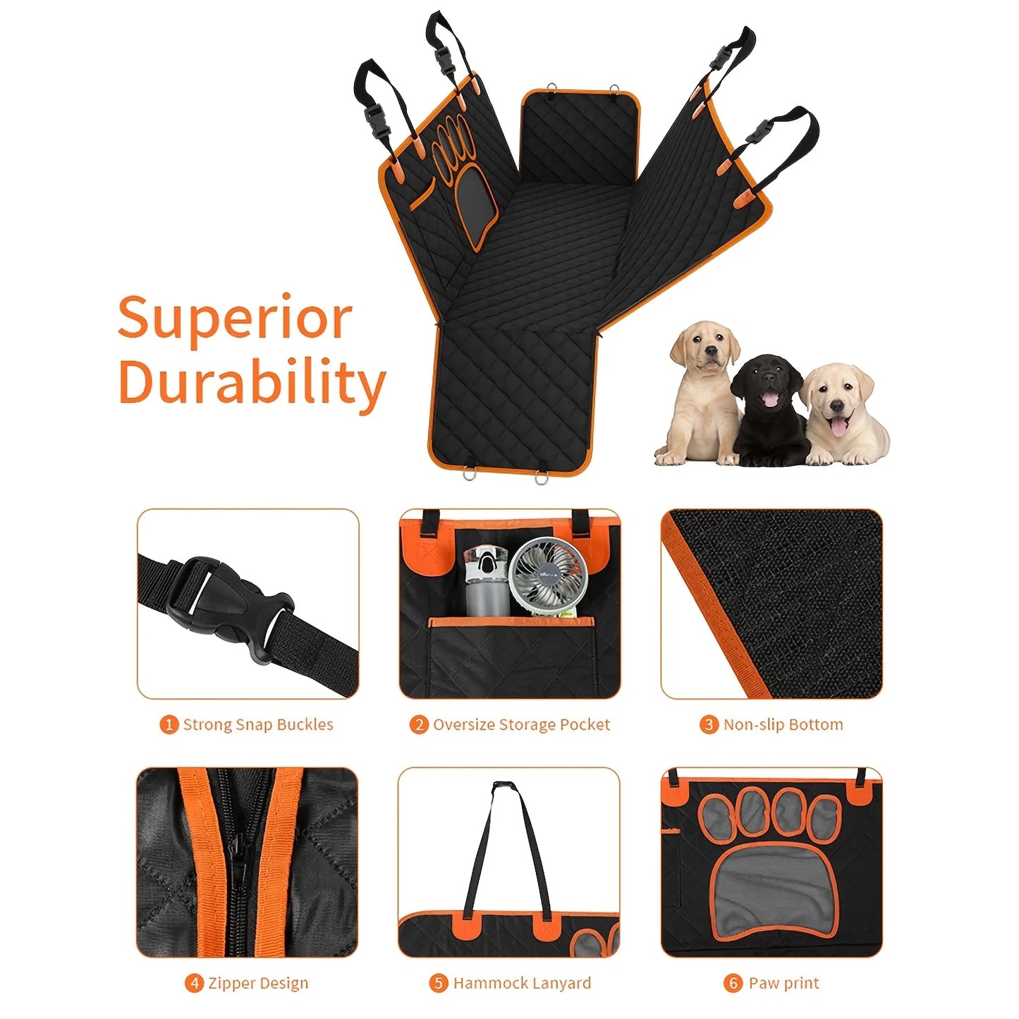 Dog Rear Seat Cover, Hammock Heavy Duty Scratch Resistant Anti Slip Durable Soft