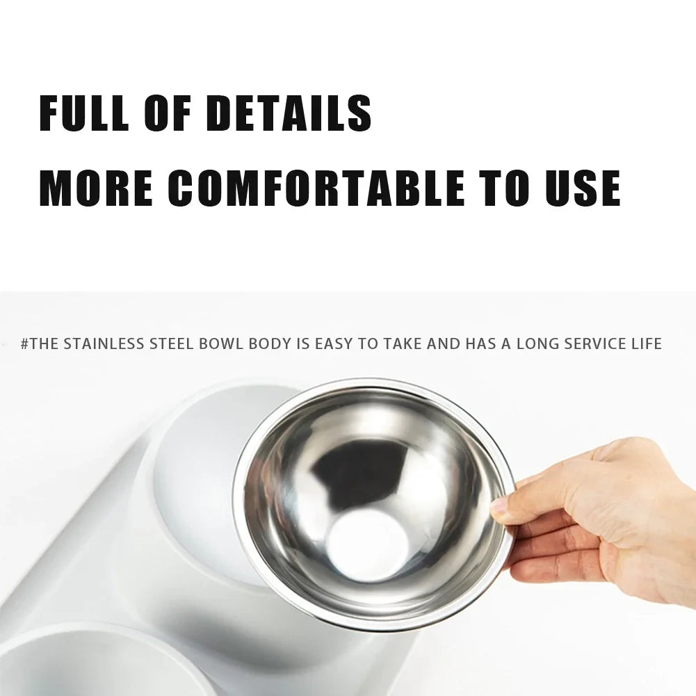 Non-slip Base Pet Water Feeder, Tilt Stainless Steel Dog Bowl