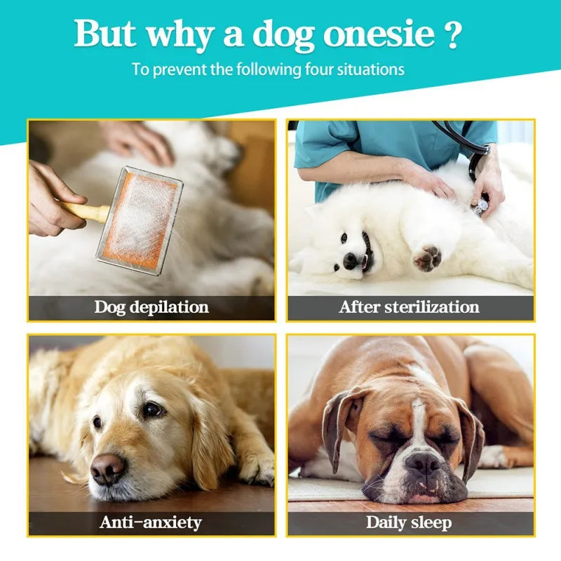 Dog Long-Sleeved One-piece 4-Legged Pajamas, Post-Surgery Recovery, Anxiety Relief