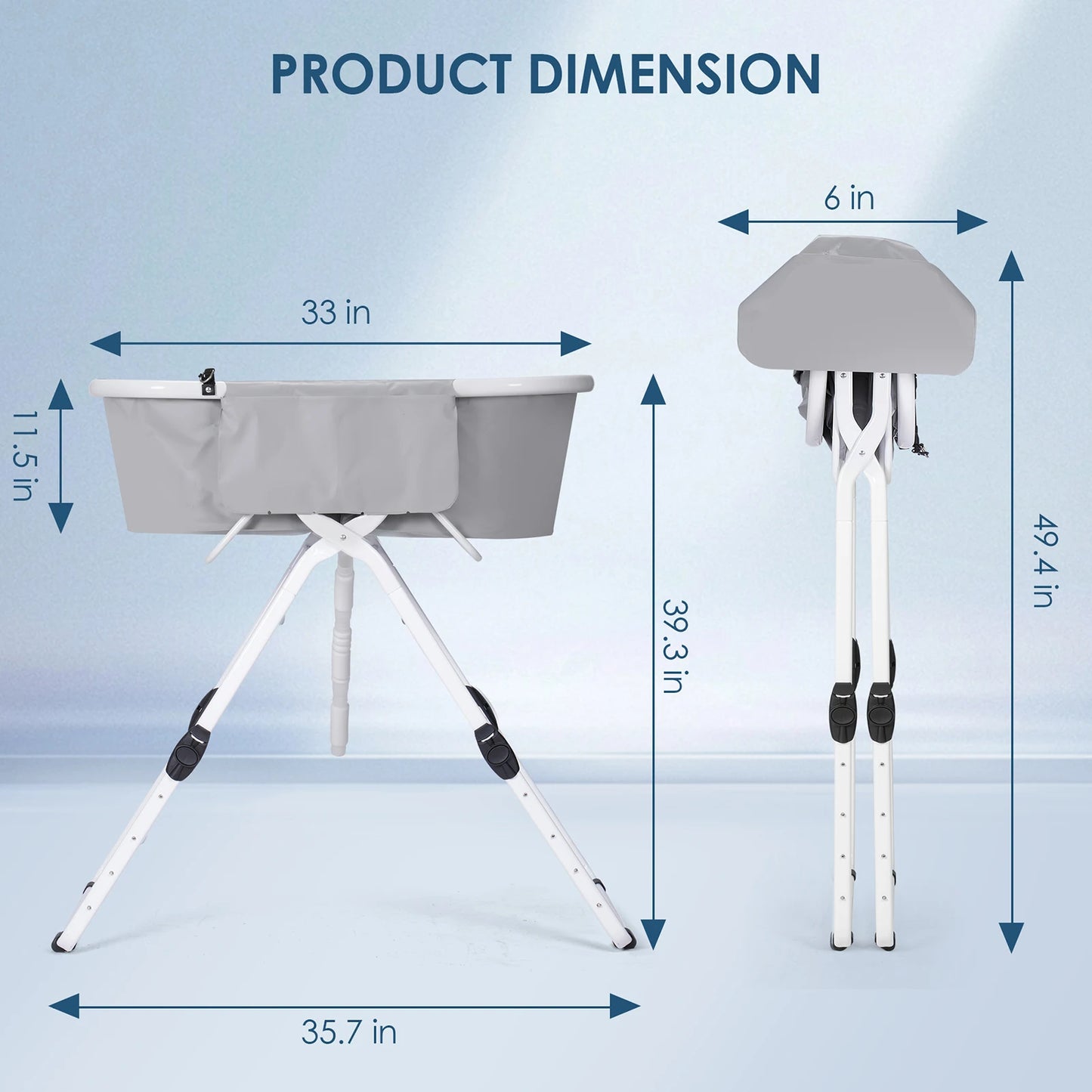 Collapsible Portable Dog Bathtub with Stand, Lightweight & Non-Slip Base