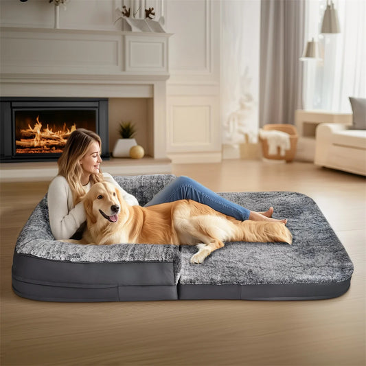 180cm Long Human-Size  Calming Giant Dog Bed Foldable,Plush, Orthopedic