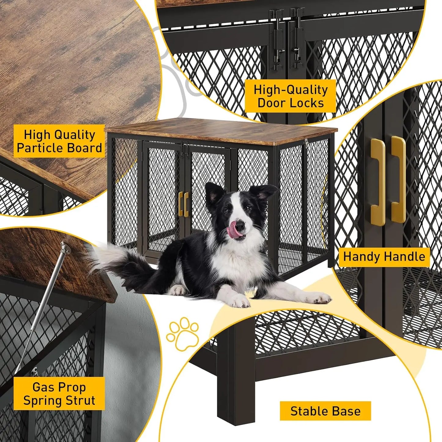 Large Dog Crate Furniture/Kennel, 2 Doors Metal, End Table