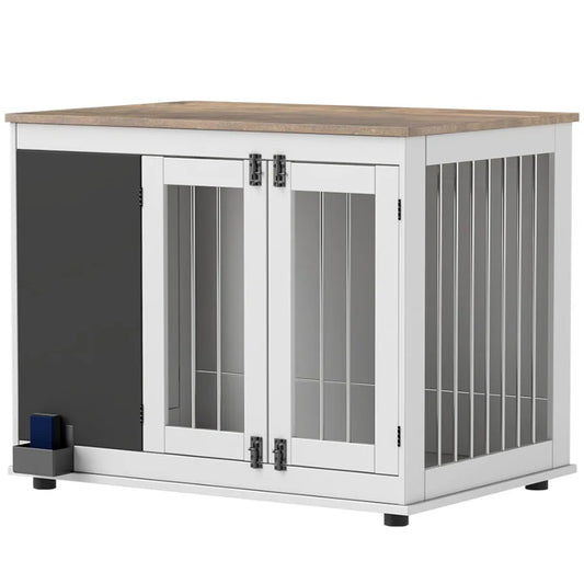Dog Crate Furniture/Side Table for Large Dogs, Three Doors Blackboard NonSlip